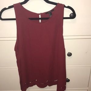 Forever 21 Chiffon Scallop Hem Burgundy Tank